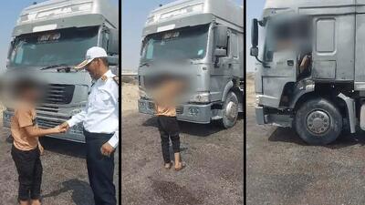  فیلم توقیف کامیون 10 چرخ / راننده آن نوجوان 17 ساله  بود