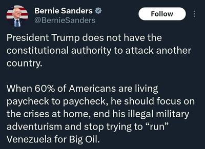  سندرز : ترامپ به فکر منافع شرکت‌های نفتی است نه مردم آمریکا