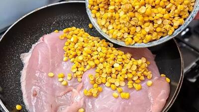  یک غذای ساده و متفاوت با ترکیب خوشمزه لپه و مرغ / فیلم