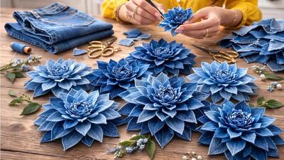  تبدیل شلوار جین قدیمی به گل های خیره کننده / ایده دکوراسیون منحصر به فرد!