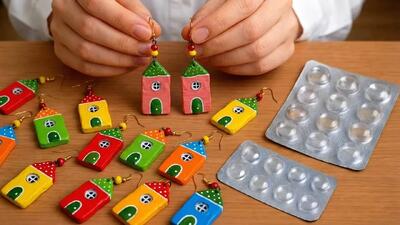  تبدیل بسته های قرص به گوشواره های هنری: بازیافت خلاقانه در خانه