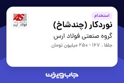  استخدام نوردکار (چندشاخ) - آقا در گروه صنعتی فولاد ارس
