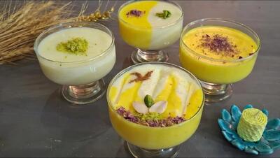  دسر فوری و مقوی برای افطار | مشکوفی ۲ رنگ طعمی بی نظیر برای رمضان