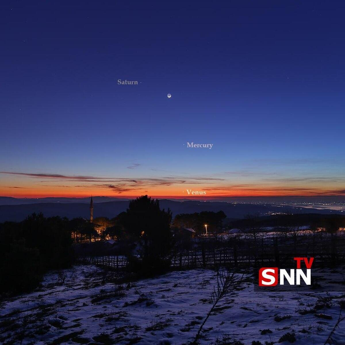 تصویر روز ناسا؛ همنشینی هلال ماه با زهره، عطارد و زحل