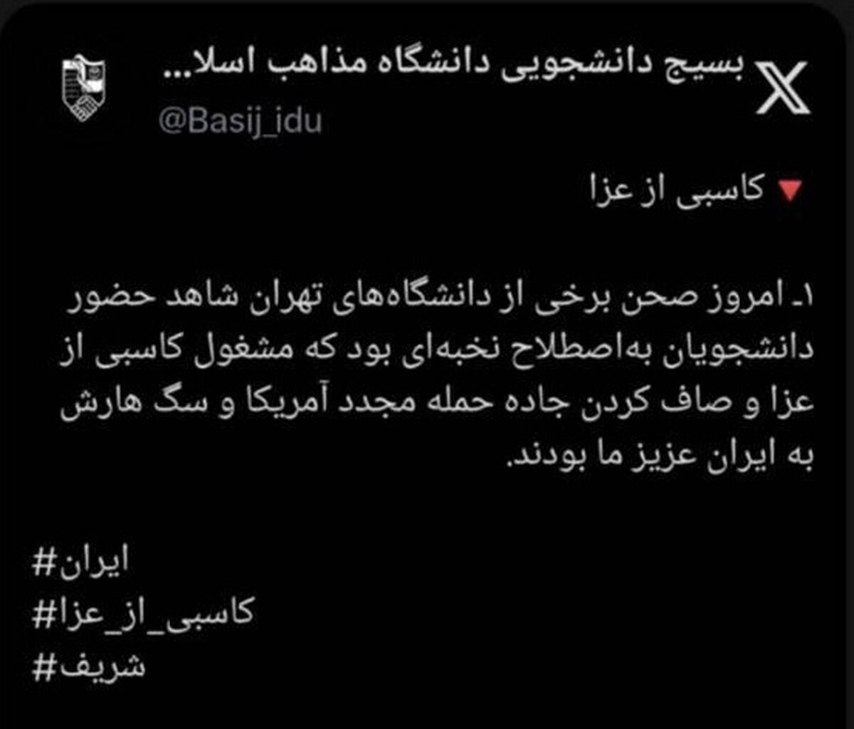 بسیج دانشجویی دانشگاه مذاهب اسلامی: دانشجونماها در تجمعات امروز به دنبال کاسبی از عزای مردم بودند + عکس